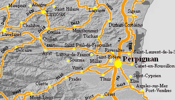 �bersichtskarte von Pays Cathare und den Corbi�res